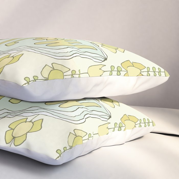 go with the flow flower power surf // retro surf art by surfy birdy Pillow Sham Gallery Image 3
