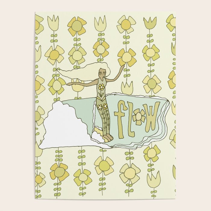 go with the flow flower power surf // retro surf art by surfy birdy Poster Gallery Image 4