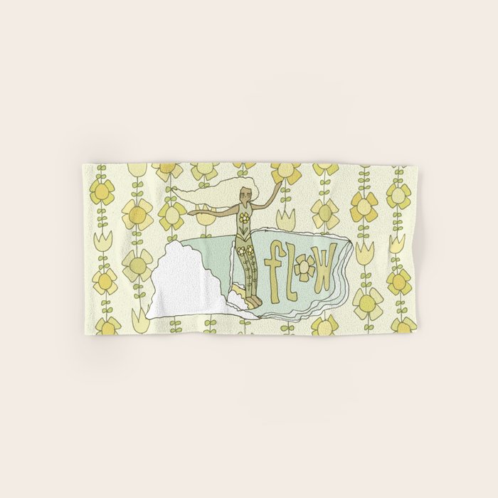 go with the flow flower power surf // retro surf art by surfy birdy Bath Towel Gallery Image 1