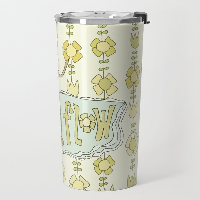 go with the flow flower power surf // retro surf art by surfy birdy Travel Mug Gallery Image 2