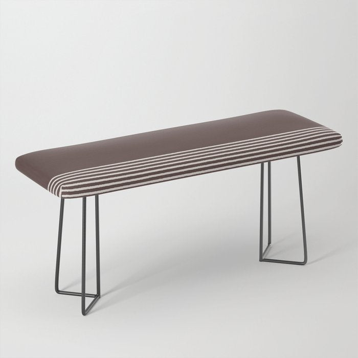 Ink Stripes Organic Minimalist Pattern Brown and Cream Bench Gallery Image 1