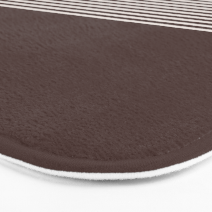 Ink Stripes Organic Minimalist Pattern Brown and Cream Bath Mat Gallery Image 3