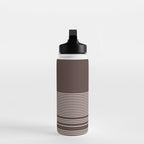 Ink Stripes Organic Minimalist Pattern Brown and Cream Water Bottle Gallery Image 3