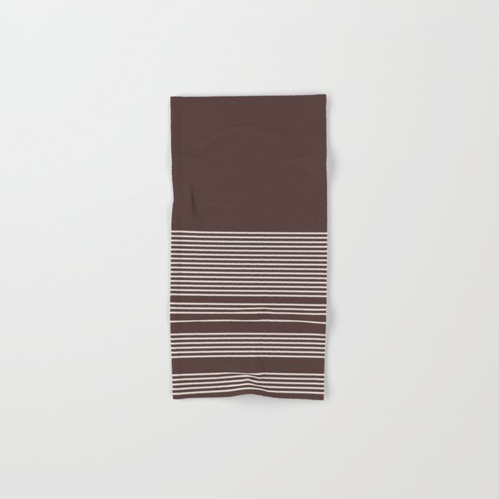 Ink Stripes Organic Minimalist Pattern Brown and Cream Bath Towel Gallery Image 1