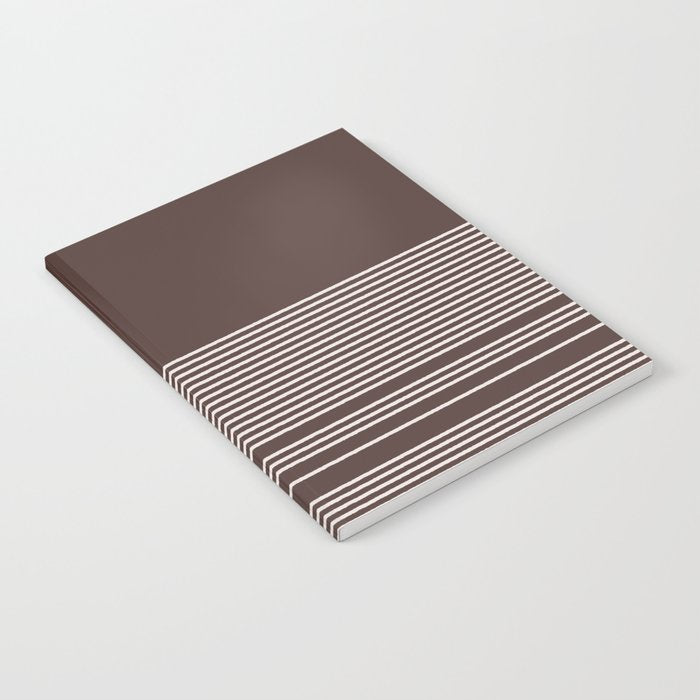 Ink Stripes Organic Minimalist Pattern Brown and Cream Notebook Gallery Image 2