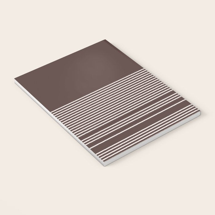 Ink Stripes Organic Minimalist Pattern Brown and Cream Notebook Gallery Image 3
