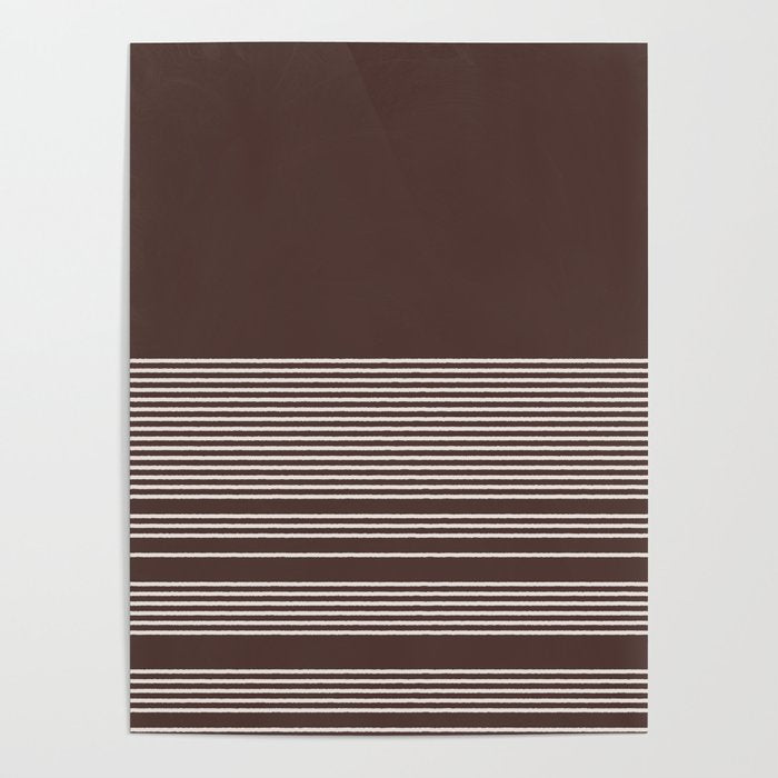 Ink Stripes Organic Minimalist Pattern Brown and Cream Poster Gallery Image 4
