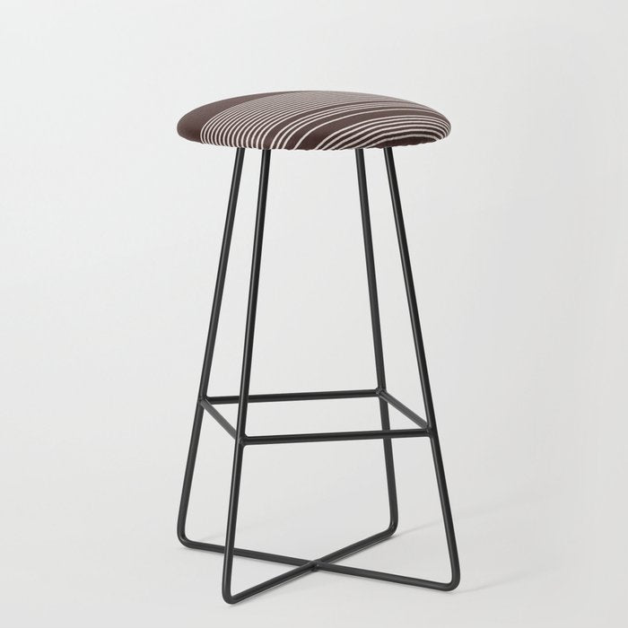 Ink Stripes Organic Minimalist Pattern Brown and Cream Stool Gallery Image 1