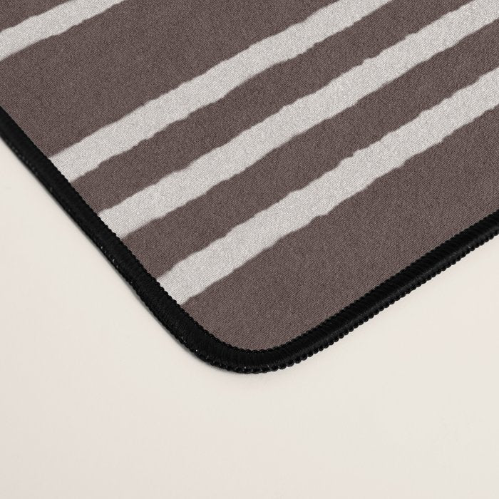 Ink Stripes Organic Minimalist Pattern Brown and Cream Desk Mat Gallery Image 4