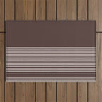Ink Stripes Organic Minimalist Pattern Brown and Cream Outdoor Rug Gallery Image 1