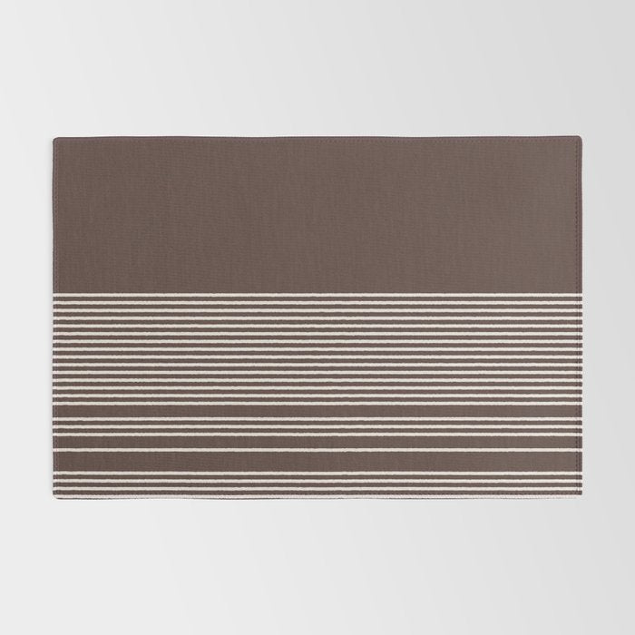 Ink Stripes Organic Minimalist Pattern Brown and Cream Rug Gallery Image 2