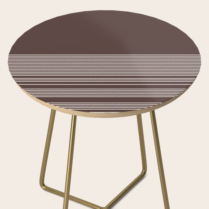Ink Stripes Organic Minimalist Pattern Brown and Cream Side Table Gallery Image 2