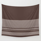 Ink Stripes Organic Minimalist Pattern Brown and Cream Wall Tapestry Gallery Image 4