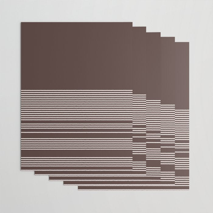 Ink Stripes Organic Minimalist Pattern Brown and Cream Wrapping Paper Gallery Image 3
