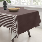 Ink Stripes Organic Minimalist Pattern Brown and Cream Tablecloth Gallery Image 3