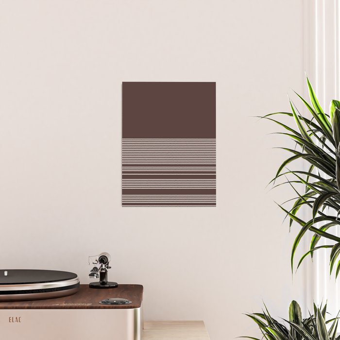 Ink Stripes Organic Minimalist Pattern Brown and Cream Poster Gallery Image 2