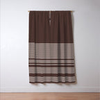 Ink Stripes Organic Minimalist Pattern Brown and Cream Window Curtain Gallery Image 3