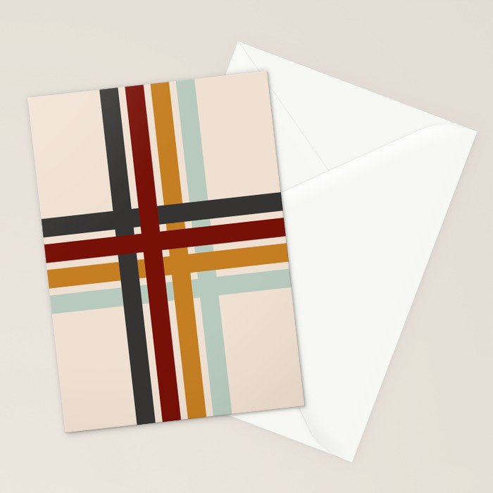 Colored Retro Cross Stripes Stationery Card Gallery Image 2
