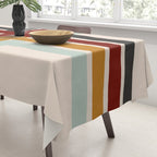 Colored Retro Cross Stripes Tablecloth Gallery Image 3