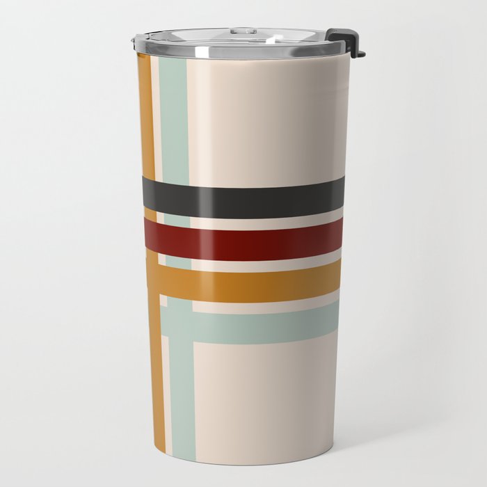 Colored Retro Cross Stripes Travel Mug Gallery Image 2