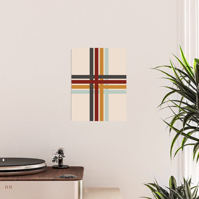 Colored Retro Cross Stripes Poster Gallery Image 2