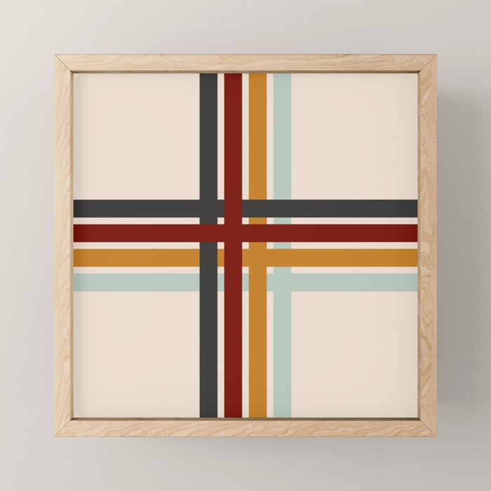 Colored Retro Cross Stripes Mini Art Print Gallery Image 1