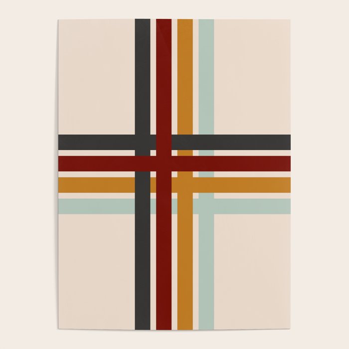 Colored Retro Cross Stripes Poster Gallery Image 1