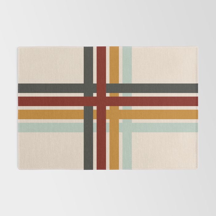 Colored Retro Cross Stripes Rug Gallery Image 2