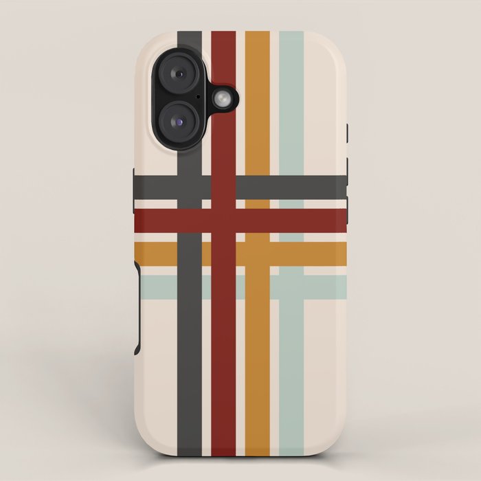 Colored Retro Cross Stripes iPhone Case Gallery Image 1