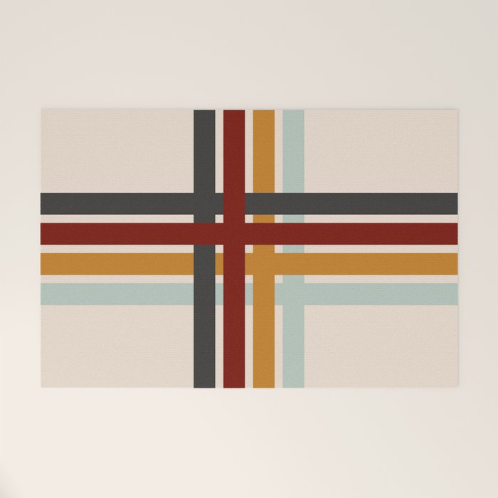 Colored Retro Cross Stripes Welcome Mat Gallery Image 1
