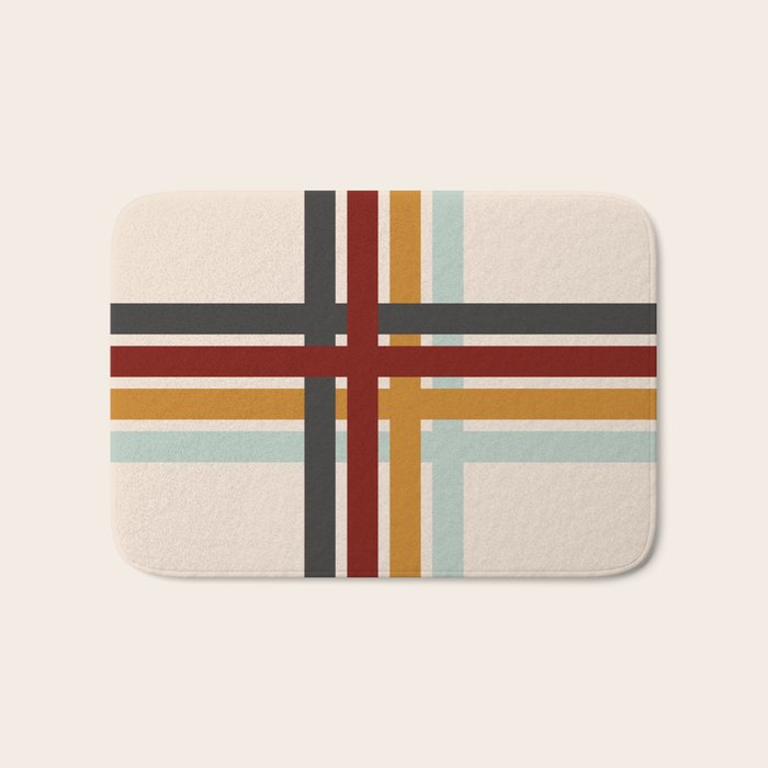 Colored Retro Cross Stripes Bath Mat Gallery Image 1