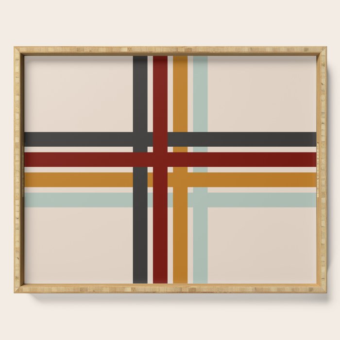 Colored Retro Cross Stripes Serving Tray Gallery Image 1