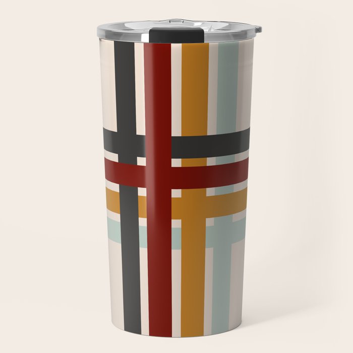 Colored Retro Cross Stripes Travel Mug Gallery Image 1