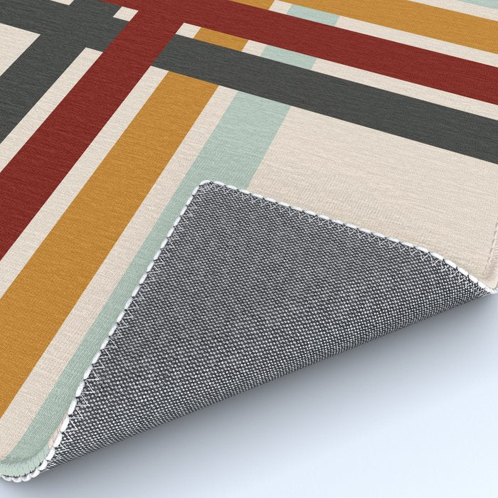 Colored Retro Cross Stripes Rug Gallery Image 4