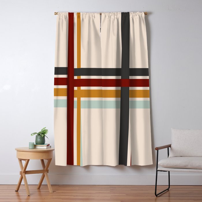 Colored Retro Cross Stripes Window Curtain Gallery Image 1