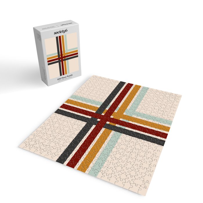 Colored Retro Cross Stripes Jigsaw Puzzle Gallery Image 2