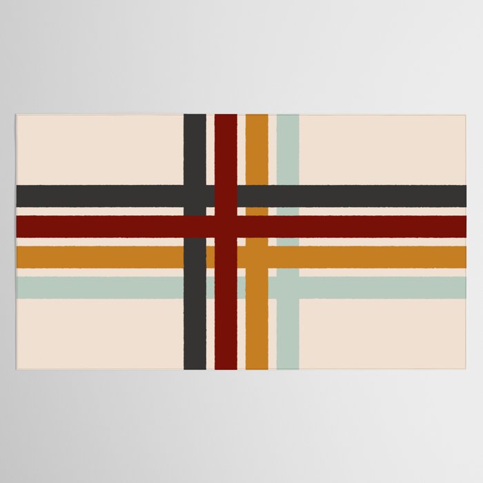 Colored Retro Cross Stripes Tablecloth Gallery Image 2