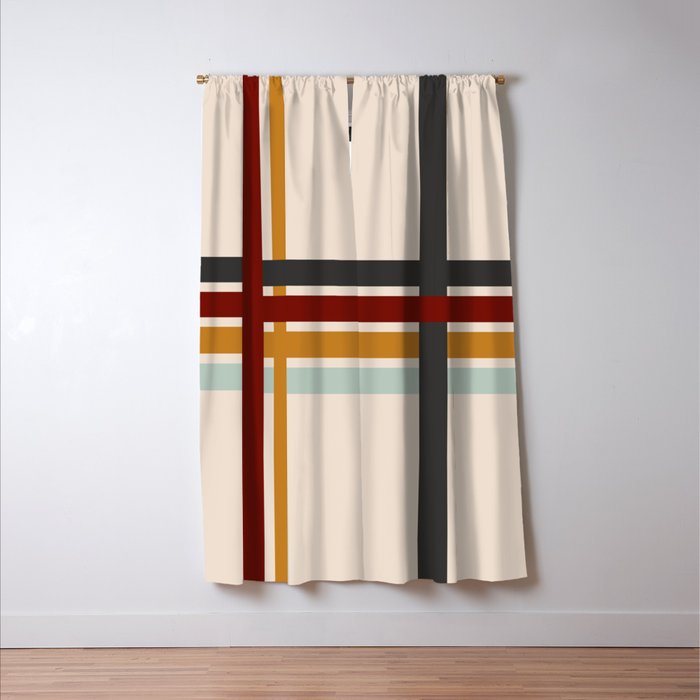 Colored Retro Cross Stripes Window Curtain Gallery Image 3