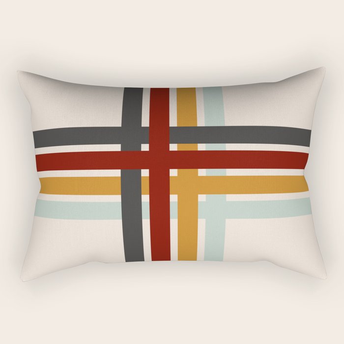 Colored Retro Cross Stripes Rectangular Pillow Gallery Image 1