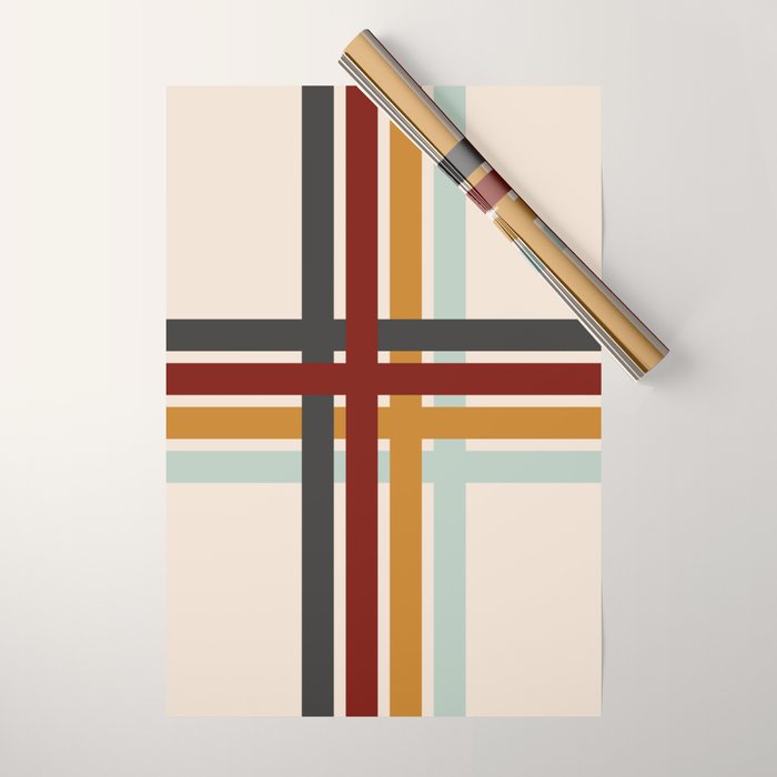 Colored Retro Cross Stripes Wrapping Paper Gallery Image 1