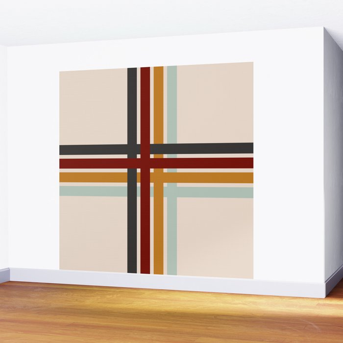 Colored Retro Cross Stripes Wall Mural Gallery Image 2