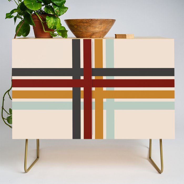 Colored Retro Cross Stripes Credenza Gallery Image 1