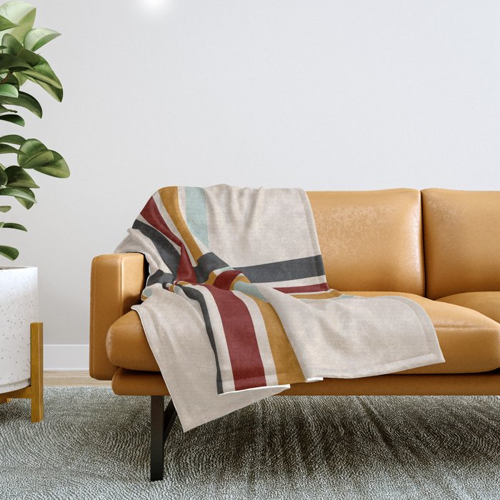 Colored Retro Cross Stripes Throw Blanket Gallery Image 1