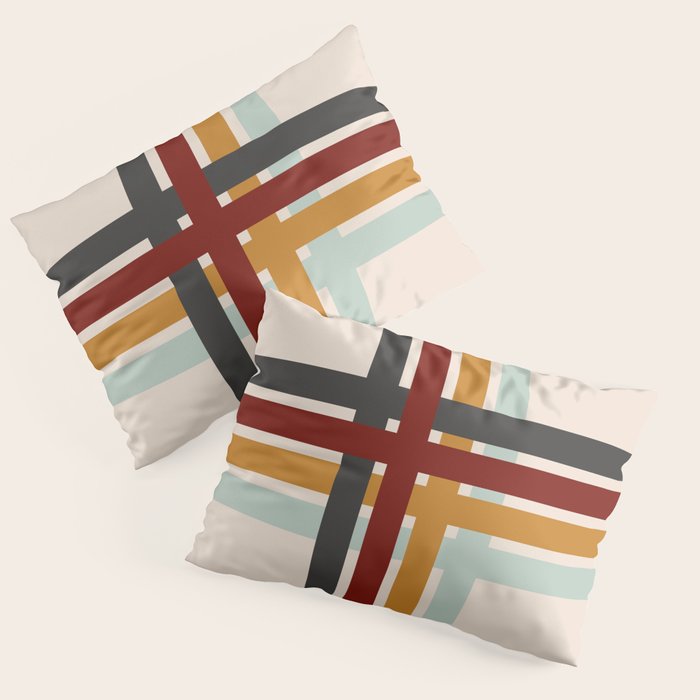 Colored Retro Cross Stripes Pillow Sham Gallery Image 1
