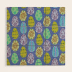 Colorful Folk Art Easter Eggs in Lavender & Green Wood Wall Art Gallery Image 1