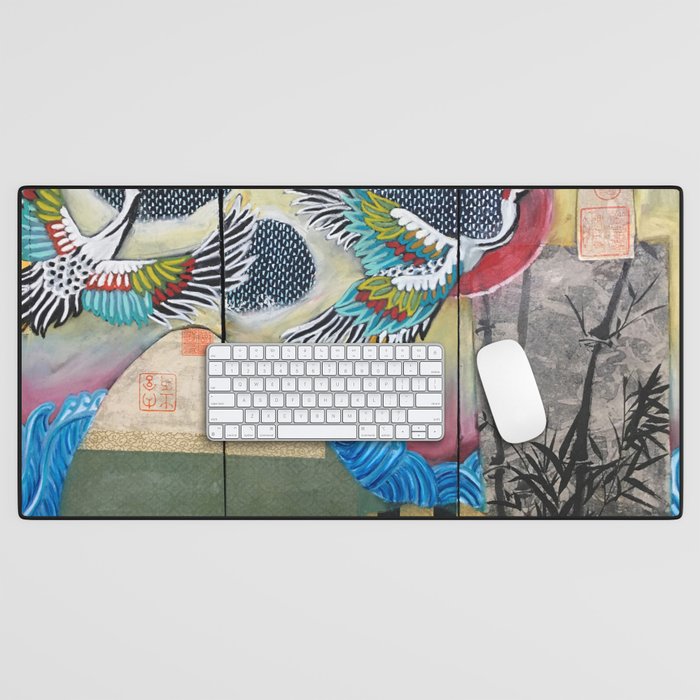 Crane triptych Desk Mat Gallery Image 1