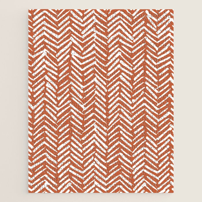 Boho, Abstract, Herringbone, Pattern, Terracotta Jigsaw Puzzle Gallery Image 1