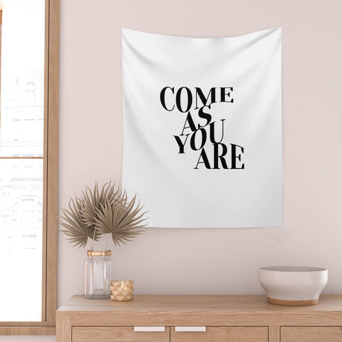 Come As You Are (Wavy - B&W) Wall Tapestry Gallery Image 2