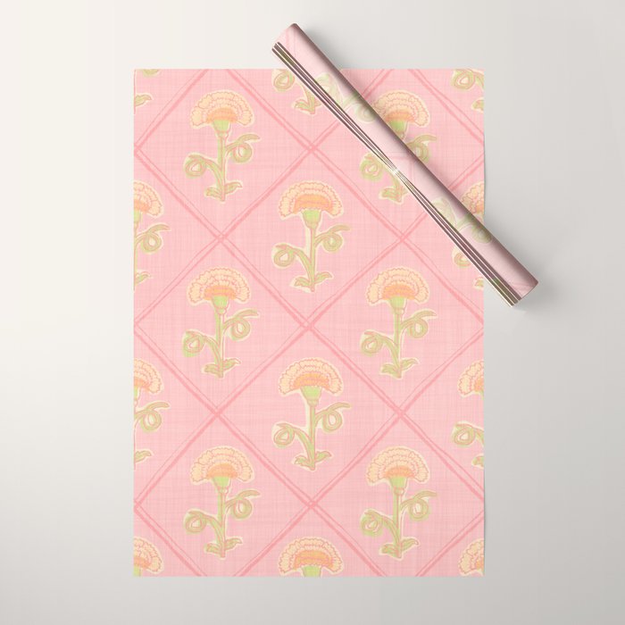 Provence Cottage Floral in Pink Linen  Wrapping Paper Gallery Image 1