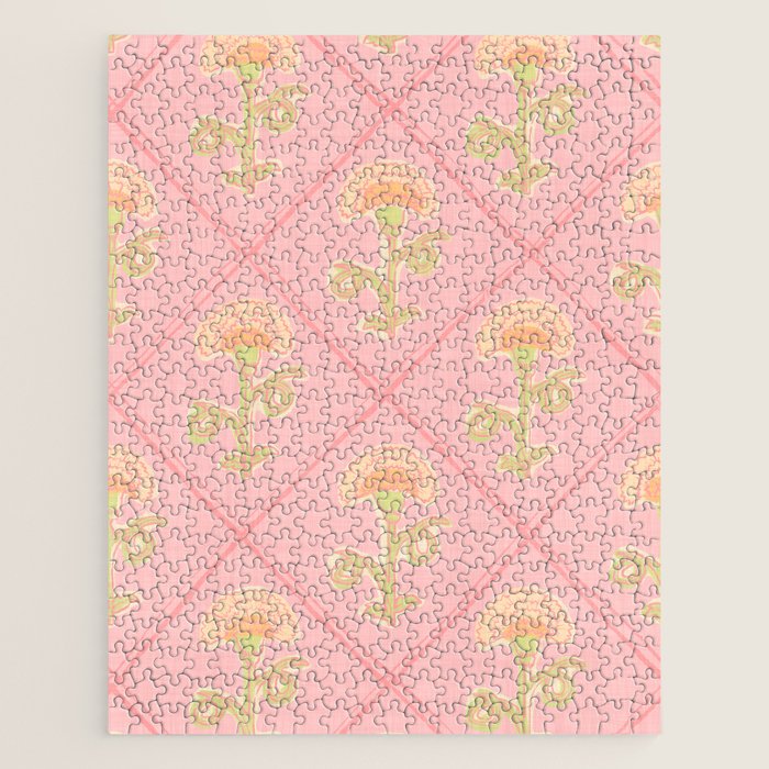 Provence Cottage Floral in Pink Linen  Jigsaw Puzzle Gallery Image 1
